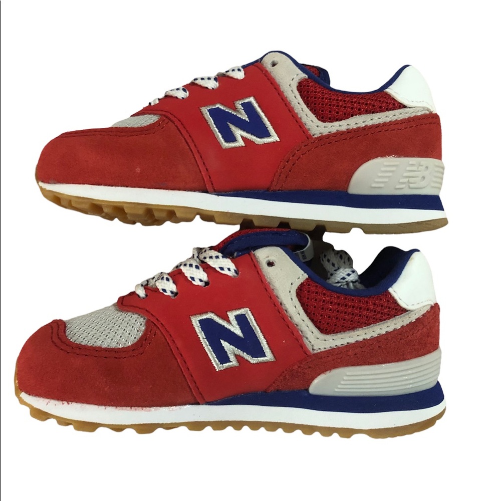 👟New In Box!! - New Balance 574 Red & Blue - Sz 7.5 Kids - Never Worn!